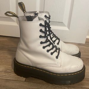 Womens Dr Marten White Platform Combat Boot